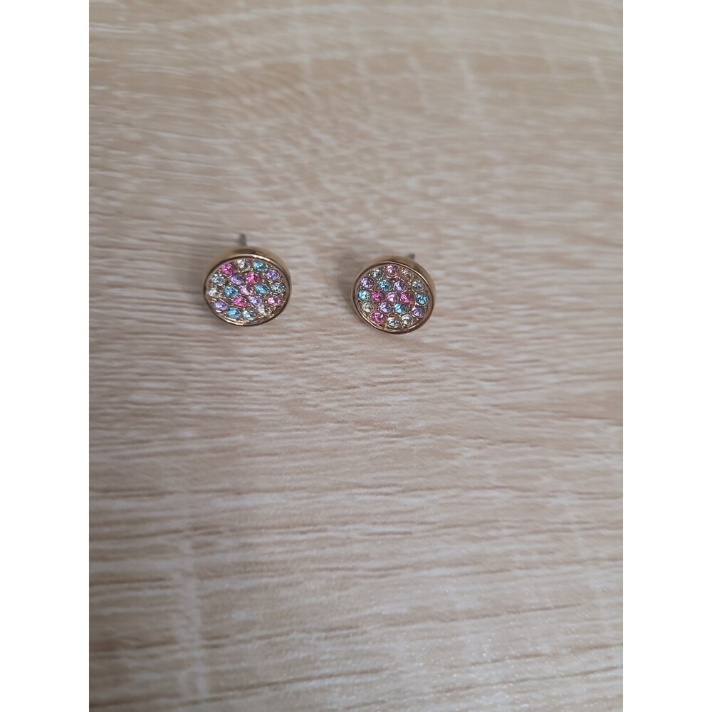 Womens Boho Pink Glitter Druzy Hypoallergenic Stainless Steel  Stud Earrings